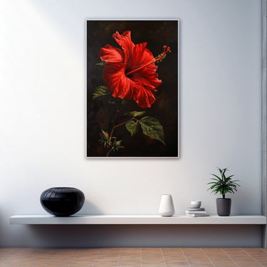 Peinture Hibiscus Rouge